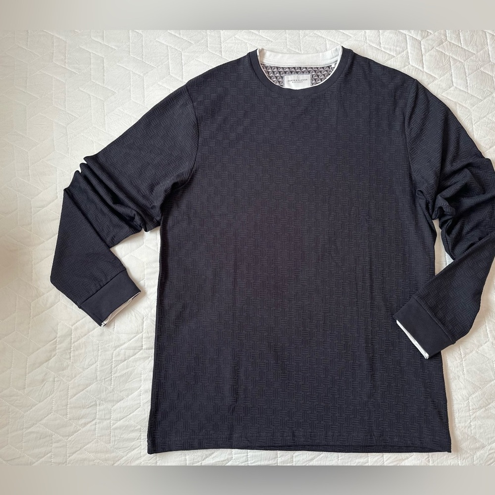 Men's Navy Long Sleeve Cotton Shirt L
